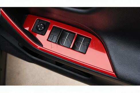 Car Accessories Interior Door Window Switch Panel Cover Window Control Button Trim Fit for RAV4 2019 2020 2021 2022 2023 2024 (Red) 4PCS ABS in Kuwait