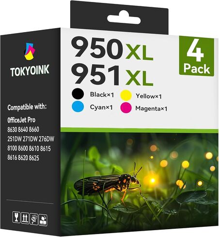 مجموعة خراطيش الحبر 950XL و951XL (4 عبوات) بديلة لخراطيش الحبر HP 950XL 951XL لطابعات HP التي تعمل لـ 8600 Officejet Pro 8610 8620 8630 8100 8615 أسود سماوي أرجواني أصفر in Kuwait