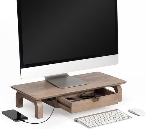 Anji Mountain Monitor Stand - Desktop Organizer & Laptop Riser, Ergonomic Monitor Riser, Space-Saving Monitor Stand for Desk, Durable Construction, Easy Assembly, Ideal for Home & Office,Biscotti in Saudi Arabia