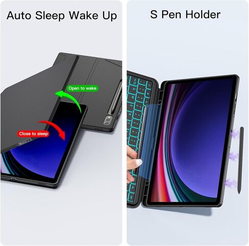 حافظة لوحة مفاتيح JUQITECH لجهاز Samsung Galaxy Tab S10+ 12.4 2024 S9 FE+ S9+ 12.4 بوصة 2023، حافظة حماية للكمبيوتر اللوحي بمسند مغناطيسي ولوحة لمس لاسلكية قابلة للفصل 7 ألوان لوحة مفاتيح بإضاءة خلفية in Kuwait