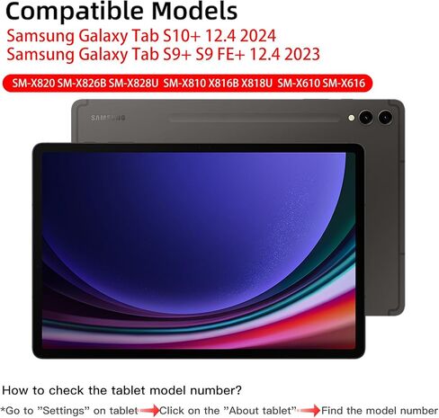 حافظة لوحة مفاتيح JUQITECH لجهاز Samsung Galaxy Tab S10+ 12.4 2024 S9 FE+ S9+ 12.4 بوصة 2023، حافظة حماية للكمبيوتر اللوحي بمسند مغناطيسي ولوحة لمس لاسلكية قابلة للفصل 7 ألوان لوحة مفاتيح بإضاءة خلفية in Kuwait