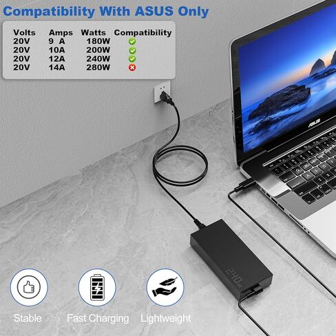 محول تيار متردد 240 واط 20 فولت 12 أمبير لأجهزة الكمبيوتر المحمول ASUS ROG Zephyrus G16 GU605 G14 GA403 TUF Gaming A14 A16 FA401UM FA401KM FA608WP FA608UM شاحن ADP-240EB B ADP-240EB C مزود الطاقة in Kuwait