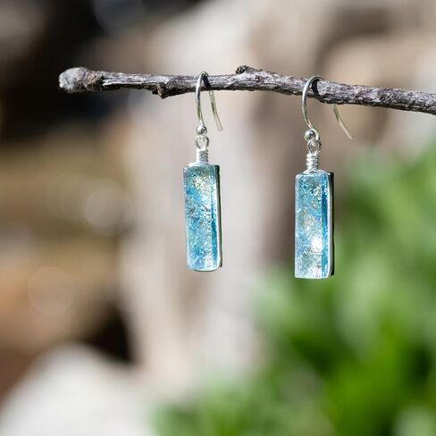 Looking Glass Falls Earrings - USA-Made Nickel Free Dichroic Glass Dangles in Saudi Arabia