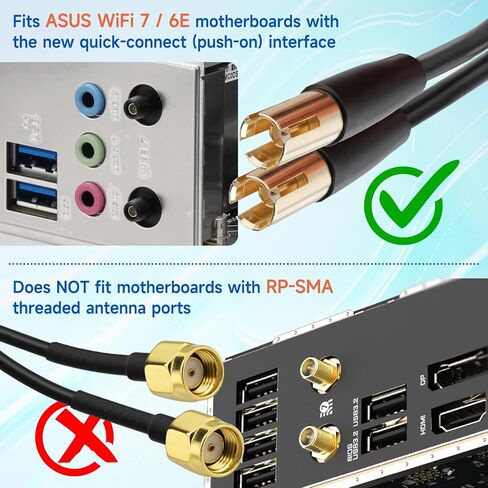 هوائي اللوحة الأم Eightwood WiFi 7 للألعاب، هوائي قاعدة مغناطيسي ثلاثي الموجات مع موصل ضغط لـ ASUS ROG Strix، TUF Gaming، ROG Crosshair، ProArt، Prime Series WiFi 7 اللوحات الأم in Kuwait