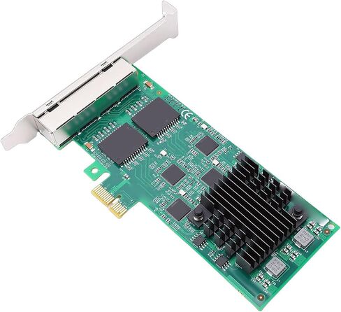 Yunseity Gigabit Ethernet PCIe Network Card, 4 Port RJ45 PCI Express 2.1 x1 Adapter with Slim Full Height Bracket, for Server Desktop Industrial Applications in Kuwait