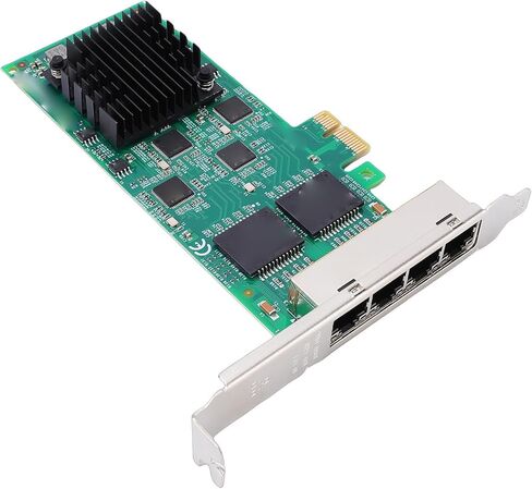 Yunseity Gigabit Ethernet PCIe Network Card, 4 Port RJ45 PCI Express 2.1 x1 Adapter with Slim Full Height Bracket, for Server Desktop Industrial Applications in Kuwait