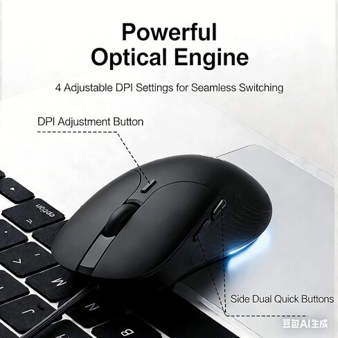 DGMINMU B2 Wired Gaming Mouse, Silent Click Ergonomic Mouse with 7200 DPI Adjustable, RGB Backlit, 6 Programmable Buttons, Braided Cable for PC, Mac, Laptop, Gaming & Office Use (B2-B) in Kuwait