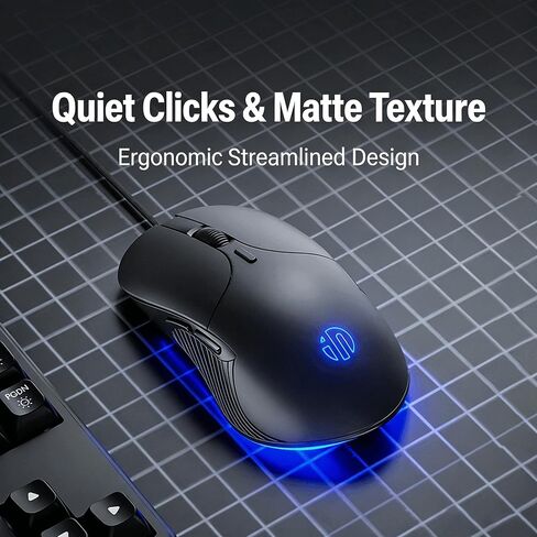 DGMINMU B2 Wired Gaming Mouse, Silent Click Ergonomic Mouse with 7200 DPI Adjustable, RGB Backlit, 6 Programmable Buttons, Braided Cable for PC, Mac, Laptop, Gaming & Office Use (B2-B) in Kuwait