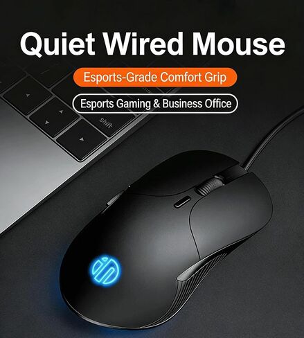 DGMINMU B2 Wired Gaming Mouse, Silent Click Ergonomic Mouse with 7200 DPI Adjustable, RGB Backlit, 6 Programmable Buttons, Braided Cable for PC, Mac, Laptop, Gaming & Office Use (B2-B) in Kuwait