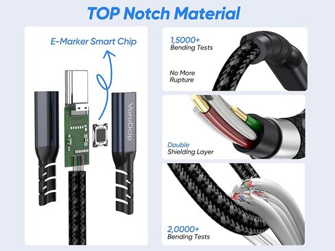كابل بيانات USB C إلى USB C بطول 3 أقدام 2 حزمة، USB 3.2 Gen 2 Type C 20 جيجابت في الثانية نقل بيانات عالي السرعة 4K شاشة فيديو سلك عرض 100 وات شحن سريع وظيفة كاملة للهاتف، iPad، المحور، الكمبيوتر المحمول، الشاشة in Kuwait