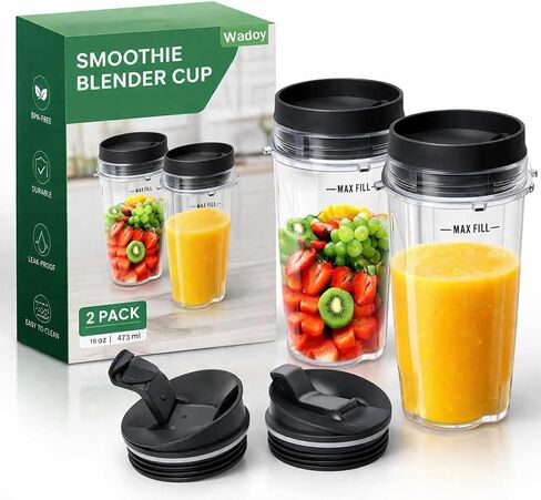 BL660 Blender Cups Compatible with Ninjia, Single Serve 16oz Blender Cups with Sip & Seal Lids Compatible with Nutri Ninjia BL770 BL780 BL740 BL810 Replacement Parts in Saudi Arabia