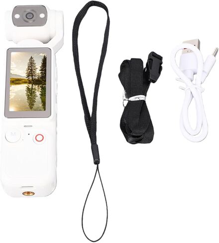 كاميرا EBTOOLS 2.5K محمولة، مسجل فيديو 66MP HD POV مع عدسة دوارة 180 درجة وتكبير رقمي 16X، مع بطاقة ذاكرة 32 جيجابايت، لمدونات الفيديو الرياضية الخارجية in Kuwait