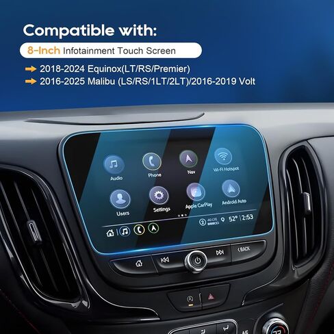 لـ 2024 واقي شاشة Chevy Equinox -2018-2024 Equinox(LT/RS/Premier)/2016-2025 Malibu(LS/RS/1LT/2LT)/2016-2019 شاشة لمس 8 بوصة فولت [زجاج عالي الدقة] ملحقات Equinox زجاج 9H مضاد لبصمات الأصابع in Kuwait