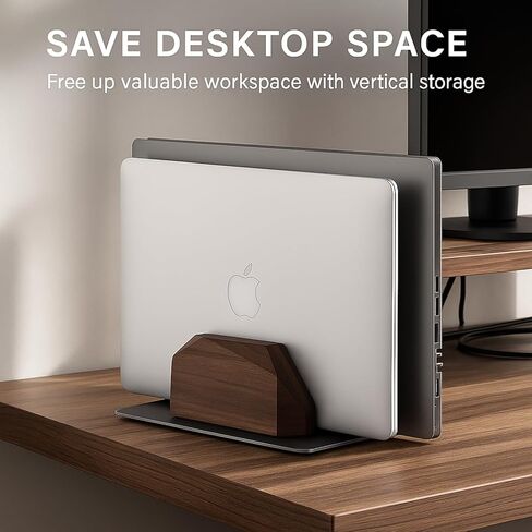 Walnut Headphone Stand and Controller Holder, Vertical Laptop Stand, Desk Tray with Pen Holder in Kuwait