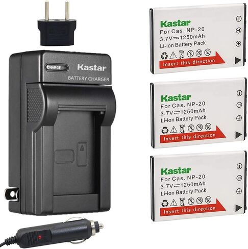 Kastar 3X بطارية + شاحن ل Cas NP-20 Exilim EX-M1 EX-M2 EX-M20 EX-S1 EX-S2 EX-S3 EX-S20 EX-S100 EX-S500 EX-S600 EX-S770 EX-S880 EX-Z3 EX-Z6 EX-Z7 EX-Z8 EX-Z11 EX-Z60 EX-Z65 EX-Z70 إكس-Z75 إكس-Z77 in Kuwait