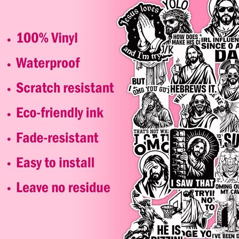(15Pcs-3in) Funny Jesus Meme Sticker Pack, Sarcastic Religious Chirstian Dark Humor Sticker, Chirstian Gift, Catholic Church Bible Verse Decor for Laptop Tablet Water Bottle Helmet Vehicles in Kuwait