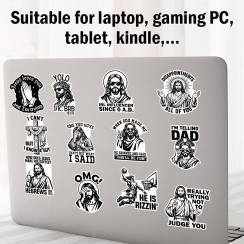 (15Pcs-3in) Funny Jesus Meme Sticker Pack, Sarcastic Religious Chirstian Dark Humor Sticker, Chirstian Gift, Catholic Church Bible Verse Decor for Laptop Tablet Water Bottle Helmet Vehicles in Kuwait