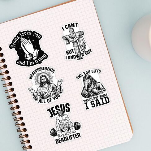 (15Pcs-3in) Funny Jesus Meme Sticker Pack, Sarcastic Religious Chirstian Dark Humor Sticker, Chirstian Gift, Catholic Church Bible Verse Decor for Laptop Tablet Water Bottle Helmet Vehicles in Kuwait