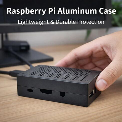 Aluminum Alloy Case for 3 Model B/B + Black - Ultra - Thin Heat Dissipation, Open WiFi Design, Lightweight & Durable Enclosure for 3 in Kuwait