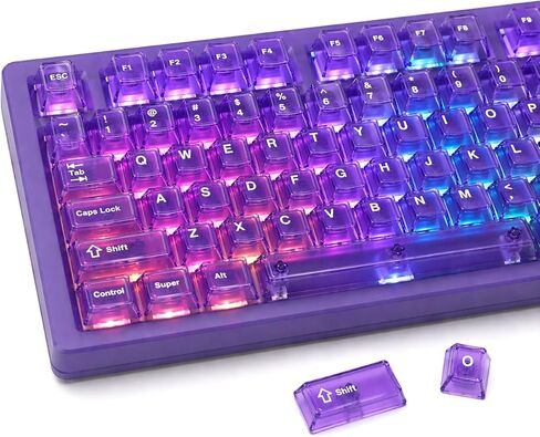 أغطية مفاتيح شفافة MR.FOX PBT، 60 65 75 100 بالمائة مخصصة 155 مفاتيح DuoChrome، أغطية مفاتيح لوحة مفاتيح بالتسامي الصبغي مع ملف تعريف الكرز لـ 61/68/84/87/98/100 ميكانيكي Cherry Gateron MX، أزرق in Kuwait