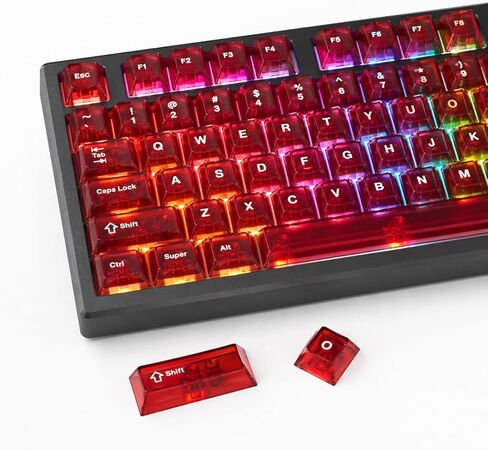 أغطية مفاتيح شفافة MR.FOX PBT، 60 65 75 100 بالمائة مخصصة 155 مفاتيح DuoChrome، أغطية مفاتيح لوحة مفاتيح بالتسامي الصبغي مع ملف تعريف الكرز لـ 61/68/84/87/98/100 ميكانيكي Cherry Gateron MX، أزرق in Kuwait