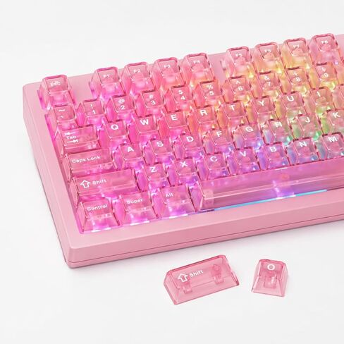 أغطية مفاتيح شفافة MR.FOX PBT، 60 65 75 100 بالمائة مخصصة 155 مفاتيح DuoChrome، أغطية مفاتيح لوحة مفاتيح بالتسامي الصبغي مع ملف تعريف الكرز لـ 61/68/84/87/98/100 ميكانيكي Cherry Gateron MX، أزرق in Kuwait