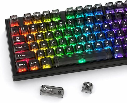 أغطية مفاتيح شفافة MR.FOX PBT، 60 65 75 100 بالمائة مخصصة 155 مفاتيح DuoChrome، أغطية مفاتيح لوحة مفاتيح بالتسامي الصبغي مع ملف تعريف الكرز لـ 61/68/84/87/98/100 ميكانيكي Cherry Gateron MX، أزرق in Kuwait