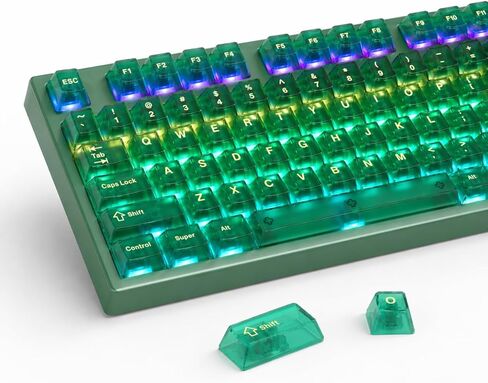 أغطية مفاتيح شفافة MR.FOX PBT، 60 65 75 100 بالمائة مخصصة 155 مفاتيح DuoChrome، أغطية مفاتيح لوحة مفاتيح بالتسامي الصبغي مع ملف تعريف الكرز لـ 61/68/84/87/98/100 ميكانيكي Cherry Gateron MX، أزرق in Kuwait