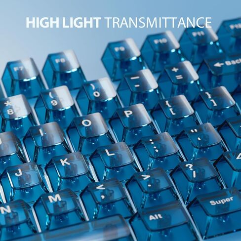 أغطية مفاتيح شفافة MR.FOX PBT، 60 65 75 100 بالمائة مخصصة 155 مفاتيح DuoChrome، أغطية مفاتيح لوحة مفاتيح بالتسامي الصبغي مع ملف تعريف الكرز لـ 61/68/84/87/98/100 ميكانيكي Cherry Gateron MX، أزرق in Kuwait