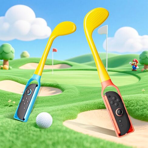 Nargos Golf Culb لجهاز Nintendo Switch 2 / Switch 1/ وحدة تحكم OLED Joy-Con، ملحقات الألعاب الرياضية لـ Mario Golf-Super Rush - عبوتان (أصفر) in Kuwait