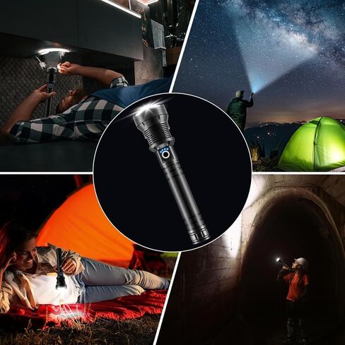 Flashlights High Lumens Rechargeable, Heavy Duty Flashlight Rechargeable, Super Bright LED Flashlight with 5 Modes, Adjustable Powerful Flash Light, Handheld Tactical Flashlights for Home Emergencies in Kuwait