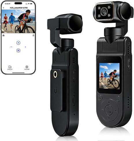 Pocket Body Camera with Audio & Video Recording Vlogging Camera Portable Video Recorder with 180° Rotating Lens Handheld POV Cameras with Night Vision for Sport/Outdoor/Riding in Kuwait