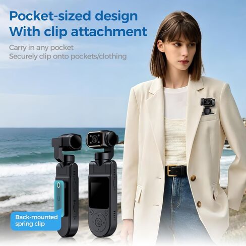 Pocket Body Camera with Audio & Video Recording Vlogging Camera Portable Video Recorder with 180° Rotating Lens Handheld POV Cameras with Night Vision for Sport/Outdoor/Riding in Kuwait