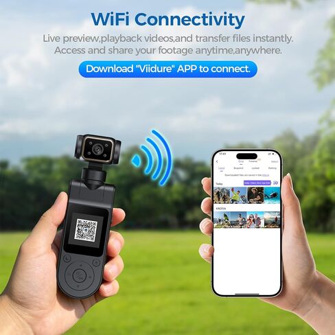 Pocket Body Camera with Audio & Video Recording Vlogging Camera Portable Video Recorder with 180° Rotating Lens Handheld POV Cameras with Night Vision for Sport/Outdoor/Riding in Kuwait