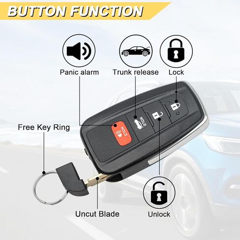 استبدال Vurkcy Key Fob لسيارة Toyota Camry 2018-2024 بجهاز التحكم عن بعد للدخول بدون مفتاح، HYQ14FBC، 4 أزرار in Kuwait
