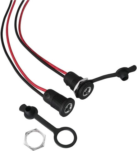 DC-022D 5.5 x 2.1mm Female DC Power Jack Threaded Panel Mount Barrel Connector Adapter with Waterproof Cover Cap, 6 Pack in Kuwait