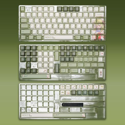 Mechkeys Utyping Neko Touch Cherry Profile Keycaps، 157 مفتاحًا PBT Keycap مجموعات صبغ فرعية لمفاتيح MX و60%، 65%، 75%، 87 مفتاح TKL ولوحات مفاتيح كاملة الحجم (Neko Touch) in Kuwait