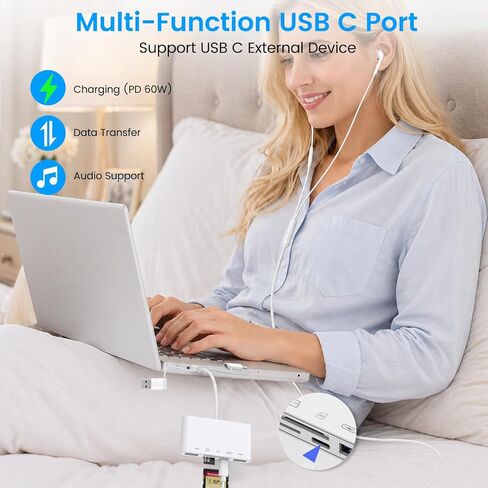 قارئ بطاقة ذاكرة 5 في 1، محول USB OTG وقارئ بطاقة SD لجهاز iPhone iPad، النوع C/Lightning/USB A مع 5 فتحات PD 60W/بطاقة USB مزدوجة/TF/SD، محول الكاميرا يدعم SD/Micro SD/SDHC/SDXC/MMC in Kuwait
