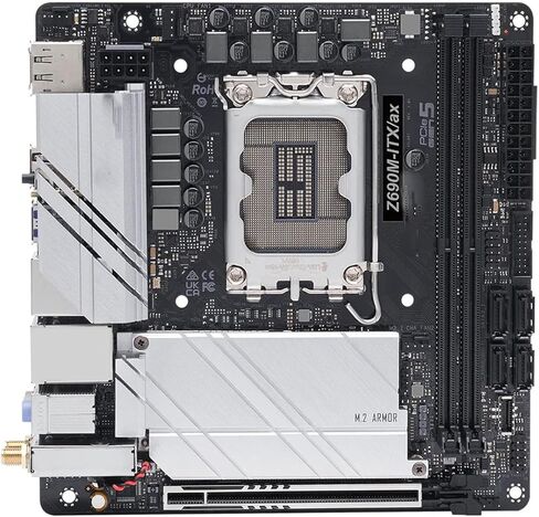 اللوحة الأم للكمبيوتر الشخصي مناسبة لـ ASROCK Z690M-ITX/ax Mini-ITX اللوحة الأم LGA1700 Intel Z690 DDR4 64GB 2xM.2 دعم I5-14600 I9-13900 I5-13400 I5-12500 Cpu in Kuwait