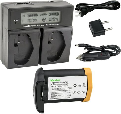 [Fully Decoded] Kastar 1-Pack 11.1V 4400mAh LP-E4N Battery and AC LCD Dual Fast Charger Compatible with Canon LP-E4 LPE4N Battery, LC-E4 LC-E4N Charger, Canon EOS 1D Mark III, Mark 3, EOS 1Ds Camera in Kuwait