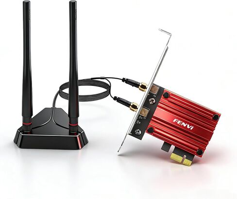 بطاقة FENVI WiFi 6E AX210 PCIe للكمبيوتر المكتبي، محول لاسلكي AX5400 ثلاثي الموجات 6G/5G/2.4 جيجا هرتز، WPA3، MU-MIMO، OFDMA، بلوتوث 5.4، 802.11ax شبكة Wi-Fi 6 تدعم Windows 10/11 64 بت، زمن استجابة منخفض، الألعاب in Kuwait