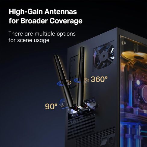 بطاقة FENVI WiFi 6E AX210 PCIe للكمبيوتر المكتبي، محول لاسلكي AX5400 ثلاثي الموجات 6G/5G/2.4 جيجا هرتز، WPA3، MU-MIMO، OFDMA، بلوتوث 5.4، 802.11ax شبكة Wi-Fi 6 تدعم Windows 10/11 64 بت، زمن استجابة منخفض، الألعاب in Kuwait