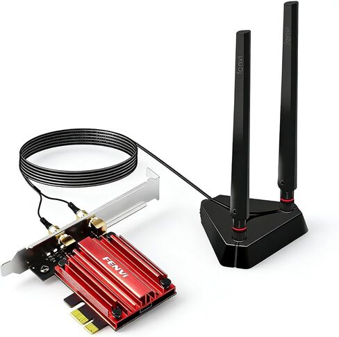 بطاقة FENVI WiFi 6E AX210 PCIe للكمبيوتر المكتبي، محول لاسلكي AX5400 ثلاثي الموجات 6G/5G/2.4 جيجا هرتز، WPA3، MU-MIMO، OFDMA، بلوتوث 5.4، 802.11ax شبكة Wi-Fi 6 تدعم Windows 10/11 64 بت، زمن استجابة منخفض، الألعاب in Kuwait