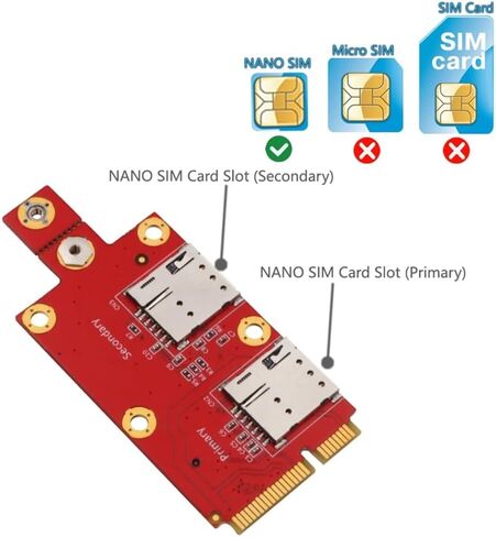 محول M.2 إلى Mini PCIe مع فتحات SIM مزدوجة النانو - محول USB 2.0 WWAN لوحدة 4G/5G، لبطاقات الشبكة الداخلية لسطح المكتب/الكمبيوتر المحمول in Kuwait
