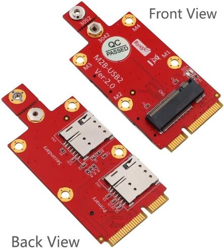 محول M.2 إلى Mini PCIe مع فتحات SIM مزدوجة النانو - محول USB 2.0 WWAN لوحدة 4G/5G، لبطاقات الشبكة الداخلية لسطح المكتب/الكمبيوتر المحمول in Kuwait