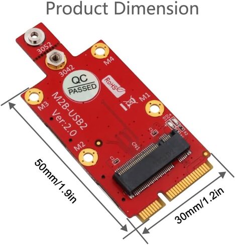 محول M.2 إلى Mini PCIe مع فتحات SIM مزدوجة النانو - محول USB 2.0 WWAN لوحدة 4G/5G، لبطاقات الشبكة الداخلية لسطح المكتب/الكمبيوتر المحمول in Kuwait