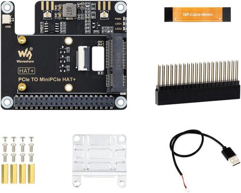 محول PCIe إلى MiniPCIe HAT+ لـ Raspberry Pi 5، يدعم MiniPCIe Wireless NIC، اتصال USB Bluetooth، بدون سائق، التوصيل والتشغيل، اتصال شبكة عالي السرعة @XYGStudy in Kuwait