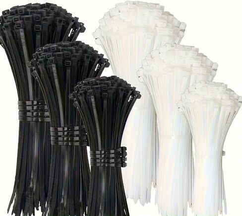 300PCS Nylon Tie-Down Straps Heavy-Duty Self-Tying Adjustable Slip-Resistant Cables Organizer for Outdoor Garden Home Use, Black in Kuwait