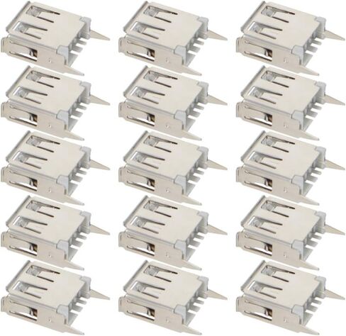 PCB USB موصل نوع A أنثى جاك 4 دبوس 180 درجة إدراج مستقيم 13.7 مللي متر 15 قطعة ، WuJuntool in Kuwait