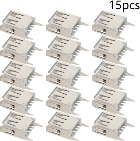 PCB USB موصل نوع A أنثى جاك 4 دبوس 180 درجة إدراج مستقيم 13.7 مللي متر 15 قطعة ، WuJuntool in Kuwait